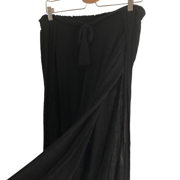 Becca Gauzy Rayon Beach Cover Up Pants Open Leg 1X Black - Picture 6 of 10
